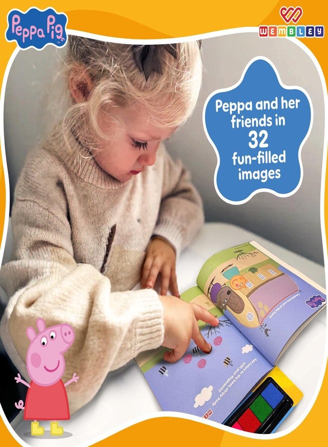 ويمبلي كتاب ويمبلي للتلوين والرسم بالأصابع لشخصية بيبا بيج، مع 5 ألوان حبر للرسم بالأصابع، مناسب للأولاد والبنات من عمر 3 إلى 6 سنوات فما فوق. ألوان غير سامة، سهلة التنظيف، قابلة للغسل. هدية مثالية لأعياد الميلاد. - Image 3